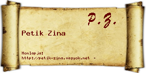 Petik Zina névjegykártya